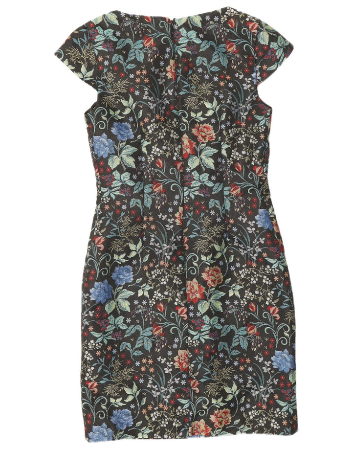 MONSOON Womens Sheath Dress UK 8 Small Black Floral Polyester