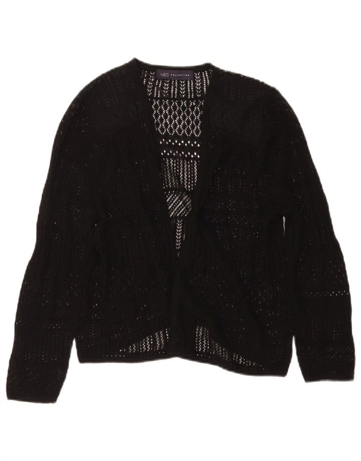MARKS & SPENCER Dame Se Through Cardigan Sweater UK 8 Small Black
