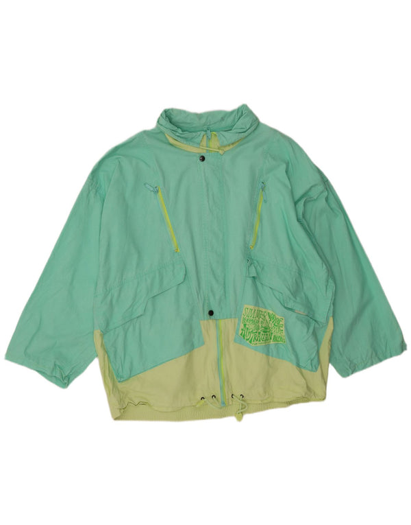 Vintage Dame Oversized Windbreaker Jacket UK 20 2XL Grøn Colourblock