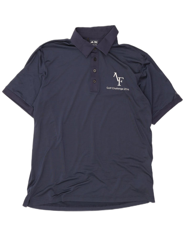 Adidas Herre Golf Grafisk Polo Shirt Large Navy Blue Polyester Sports