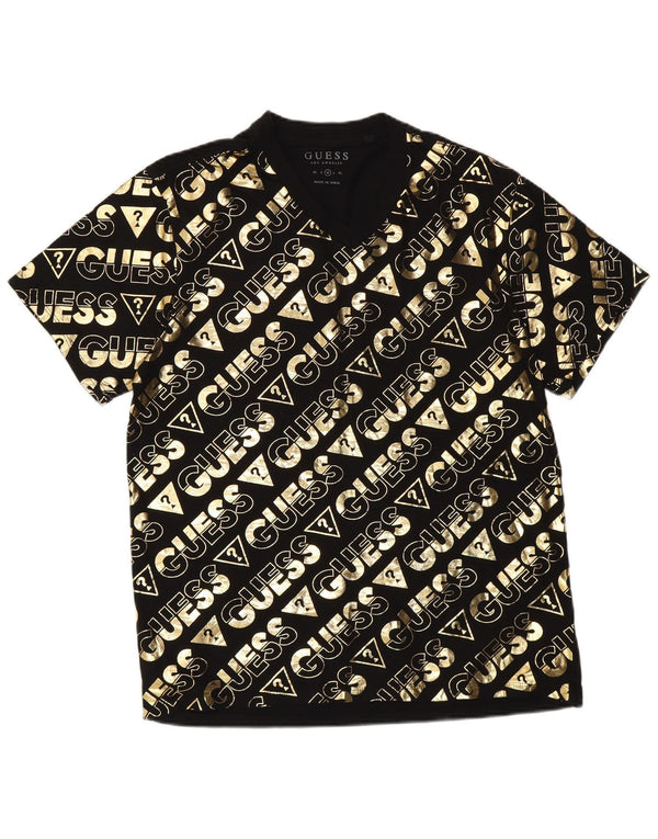 Guess Herre Grafisk T-Shirt Top UK 36 Small Black Bomuld