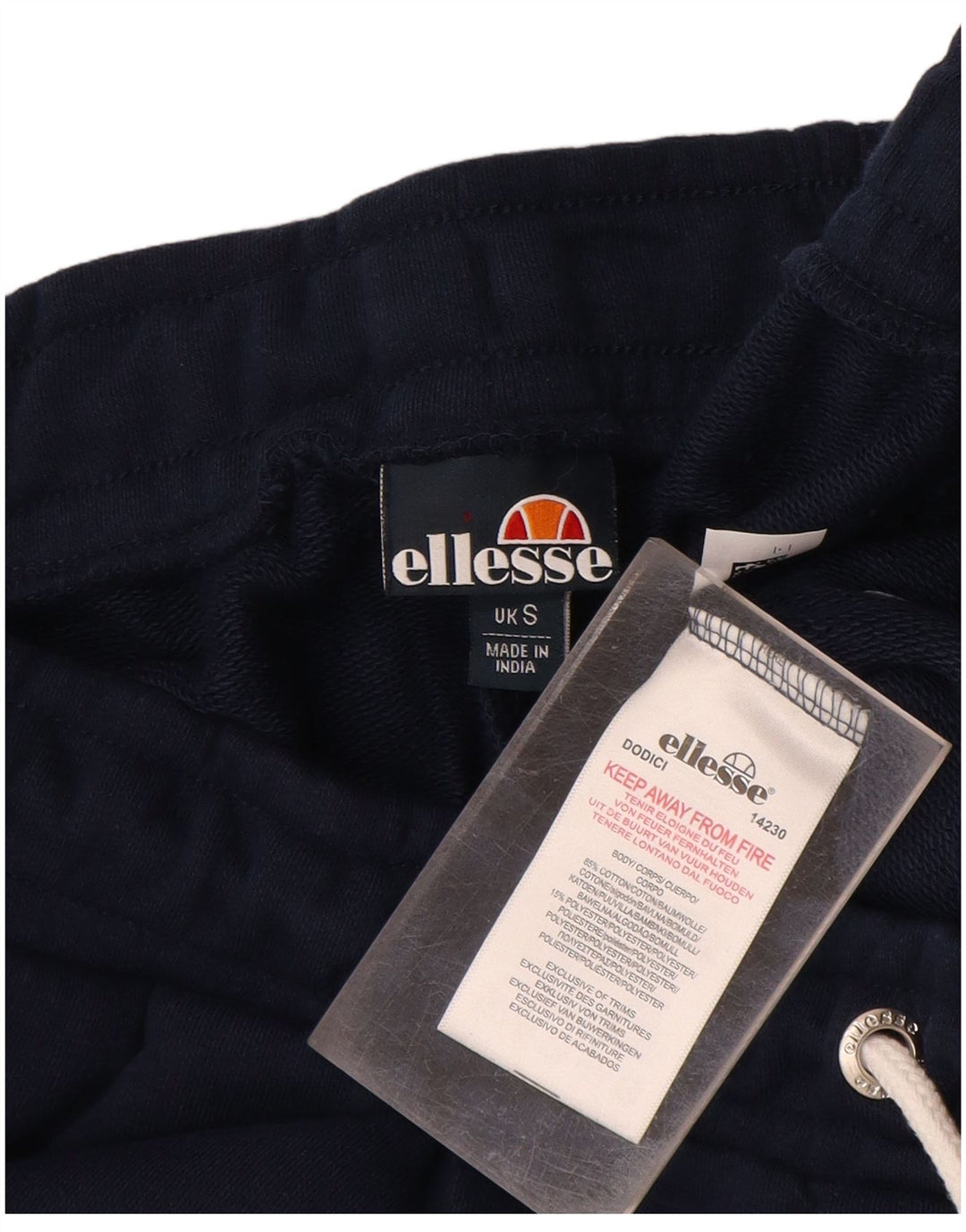 ELLESSE Mens Graphic Sport Shorts Small  Navy Blue Cotton
