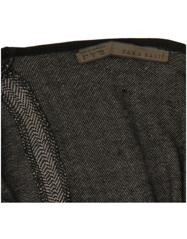 Zara Womens Open Overcoat UK 10 Small Grey Herringbone