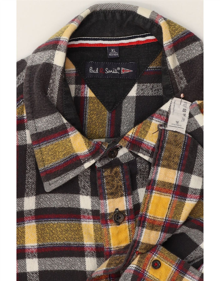 PAUL SMITH Ternet flannelskjorte herre str. 43/44 XL Sort plaid bomuld