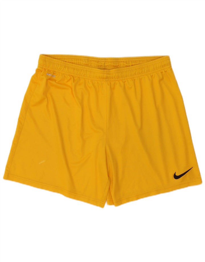 Nike Herre Dri Fit sportsshorts store gule polyester