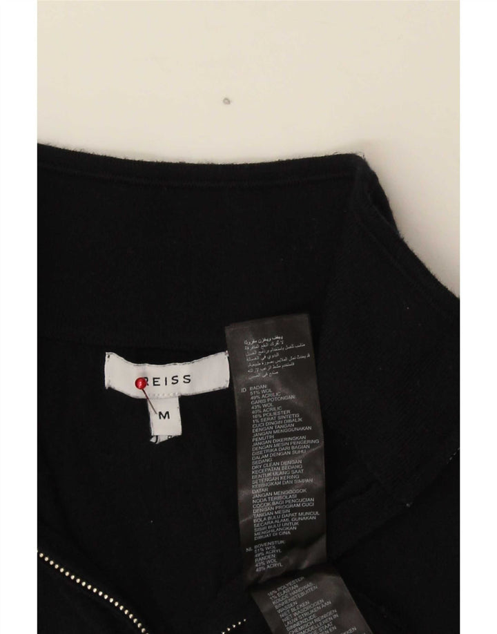 Reiss Herre Zip Neck Jumper Sweater Medium Sort Uld