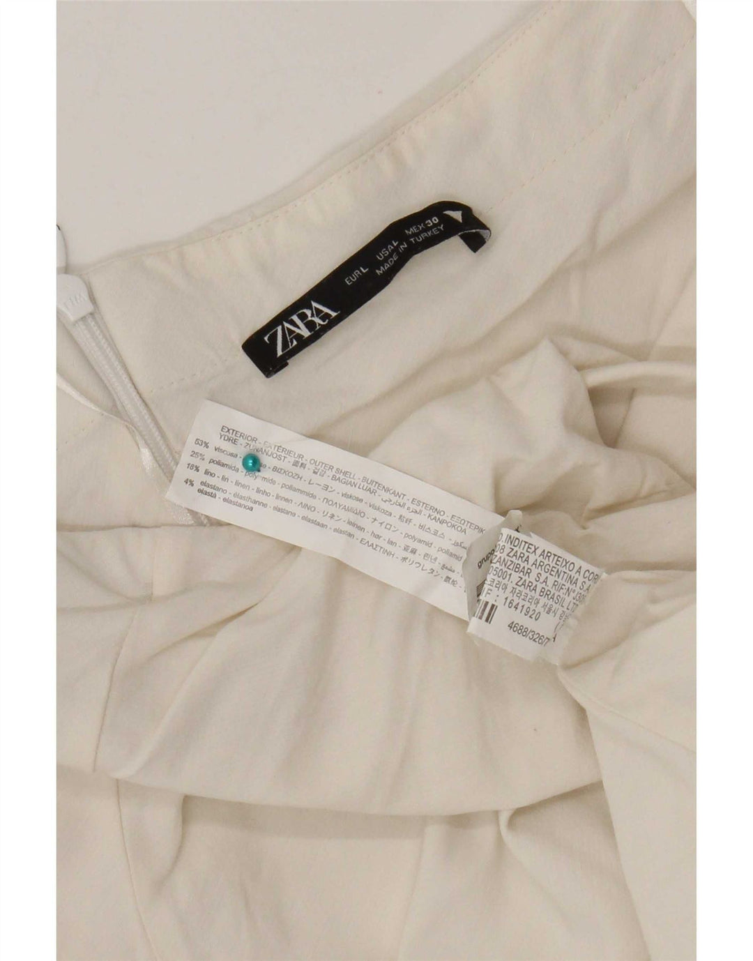 Zara Dame Mini Halter Dress UK 14 Large White Viscose