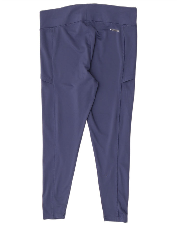Adidas Dame Aeroready Leggings UK 16 Large Navy Blue Polyester