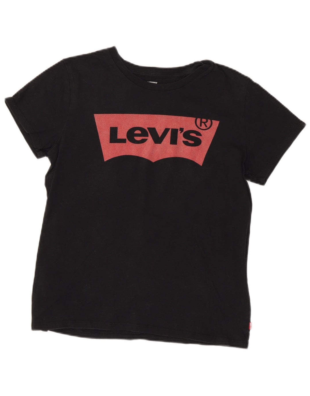 LEVI'S Dame Grafisk T-Shirt Top UK 14 Medium Sort Bomuld