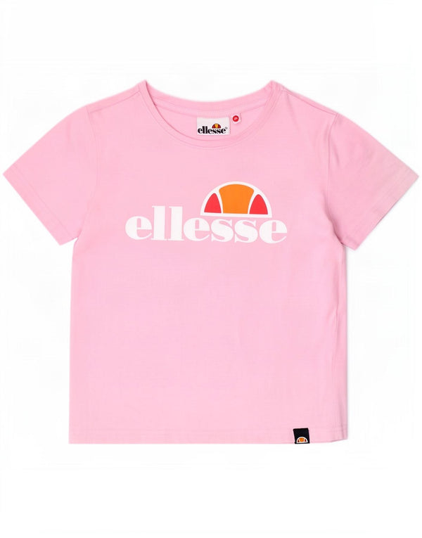 Ellesse Girls Grafisk T-Shirt Top 7-8 År Pink Bomuld