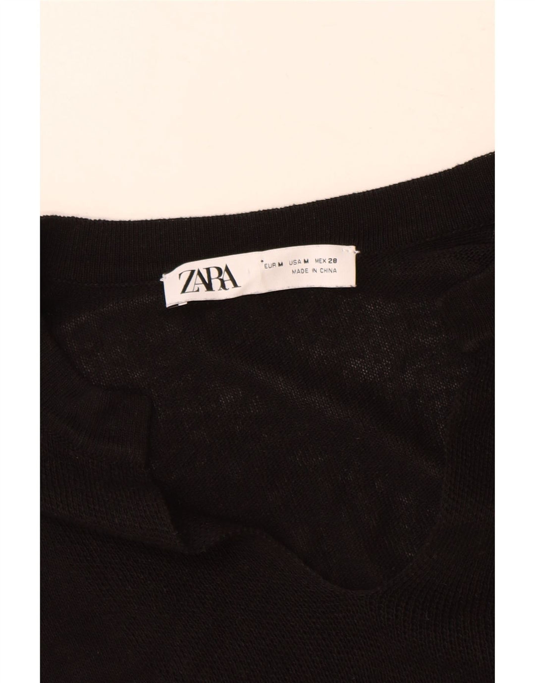 Zara Dame Oversized 3/4-ærmet V-hals sweater UK 14 Medium Sort