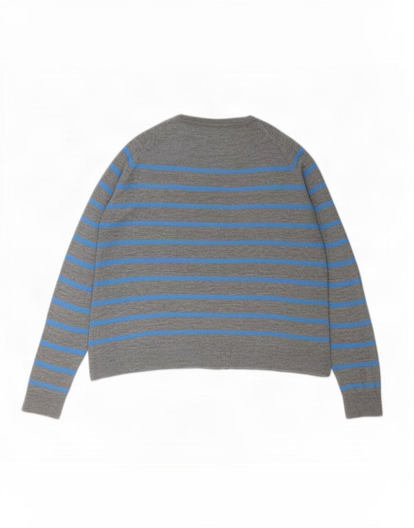 Zara Dame Jumper Sweater UK 14 Medium Grå Stribet