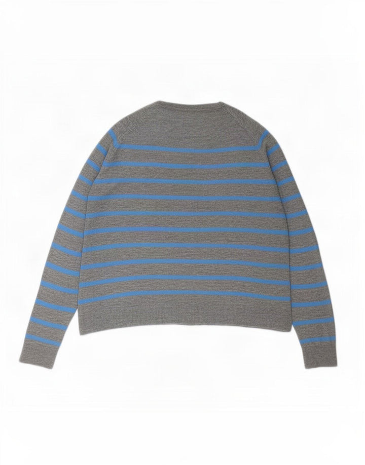 Zara Dame Jumper Sweater UK 14 Medium Grå Stribet