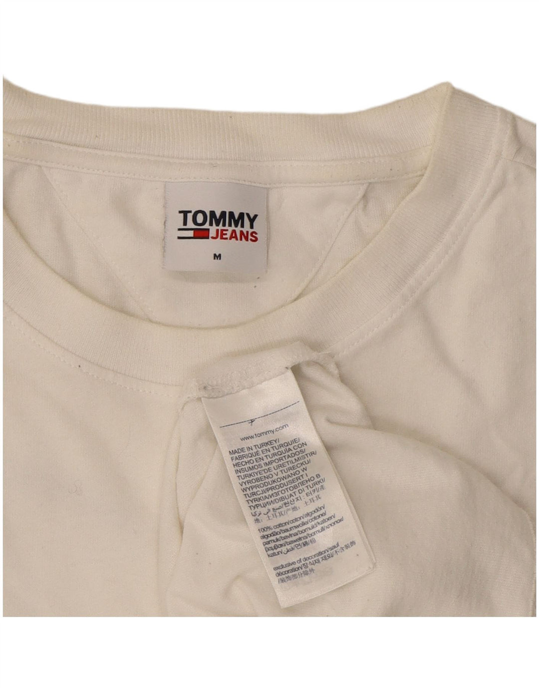 TOMMY HILFIGER Mens Graphic T-Shirt Top Medium White Cotton