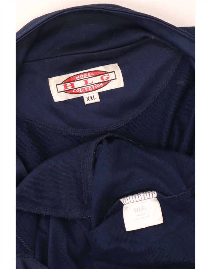 Vintage træningsdragt til mænd Topjakke 2XL Navyblå Colourblock Polyester