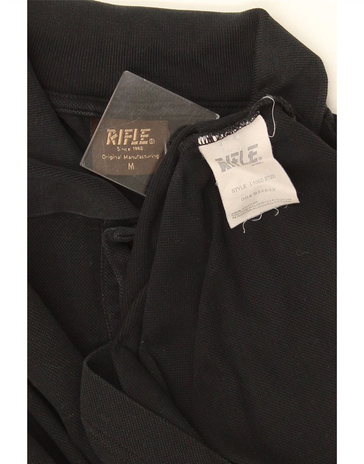 Rifle Langærmet herre poloshirt Medium sort bomuld