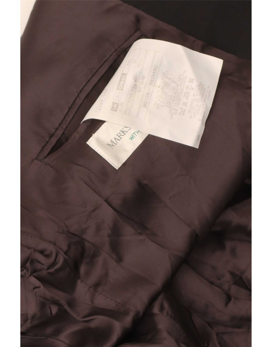 Marks & Spencer Herre Double Breasted Blazer Jacket UK 44 XL Sort Polyester