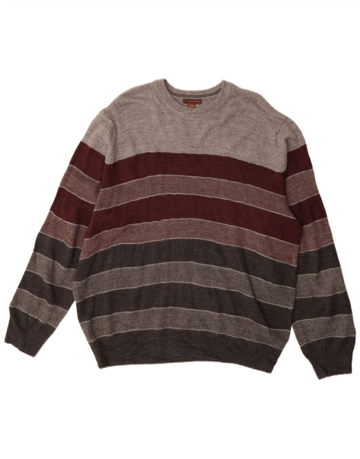 Dockers herre rund hals sweater XL flerfarvet stribet akryl