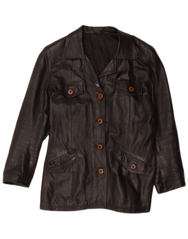 Vintage læderjakke til kvinder UK 16 Large Black