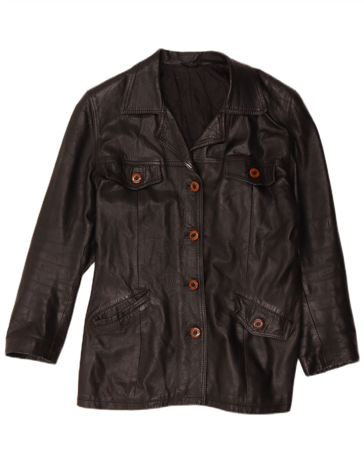 Vintage læderjakke til kvinder UK 16 Large Black