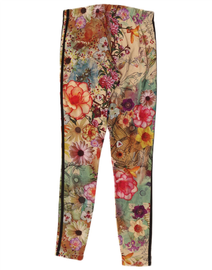 Adidas Womens Leggings UK 14 Medium Multicolored Floral Polyester