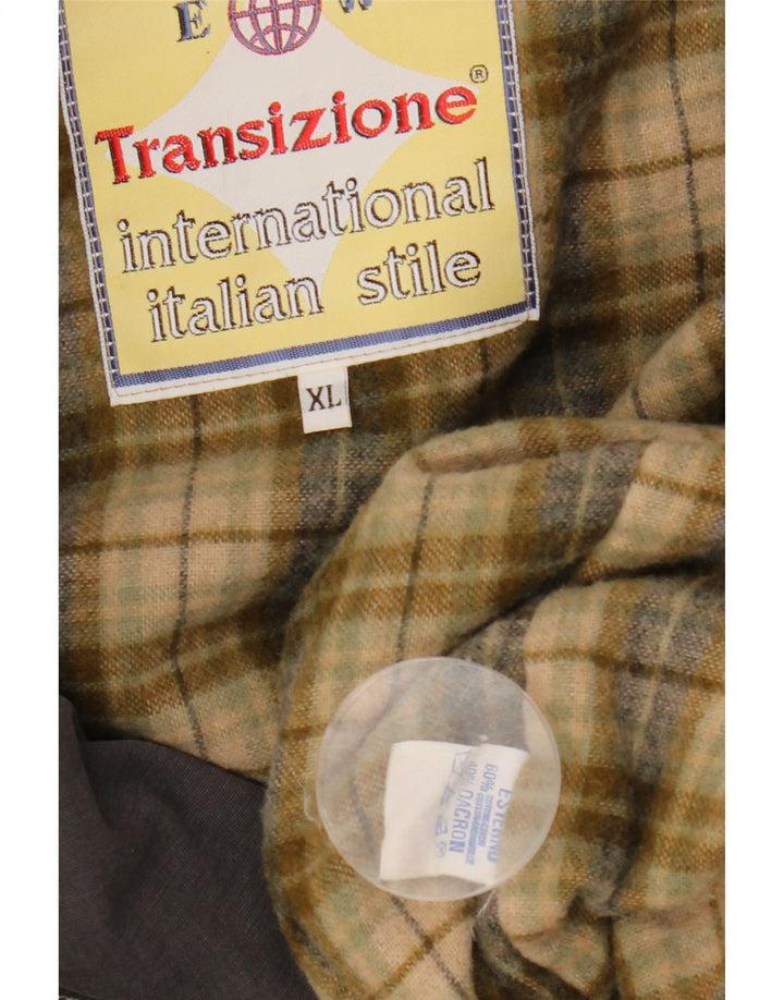 VINTAGE Herre Hooded Duffel Coat UK 42 XL Grå Colourblock Bomuld