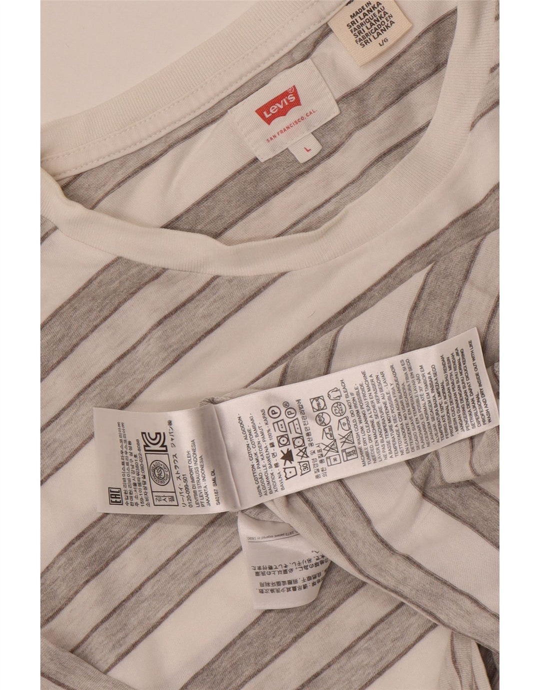 Levi's Herre T-shirt Top Stor grå stribet bomuld