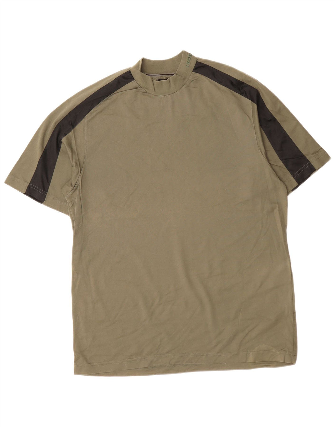 IZOD Herre T-Shirt Top Stor Khaki Colourblock Bomuld