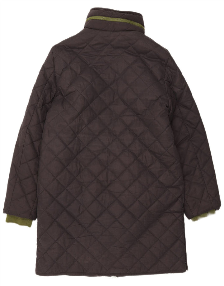 White Stuff Quiltet overfrakke med hætte til kvinder UK 10 Lille grå polyester