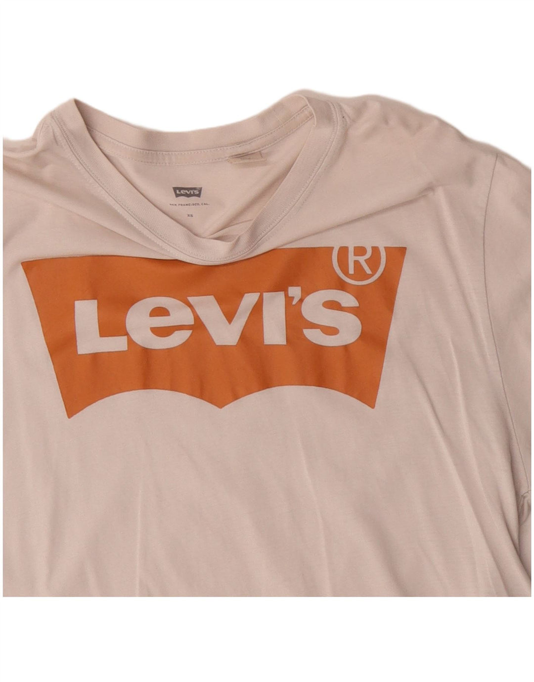 Levi's Womens Crop Oversized grafisk T-shirt top UK 6 XS hvid bomuld