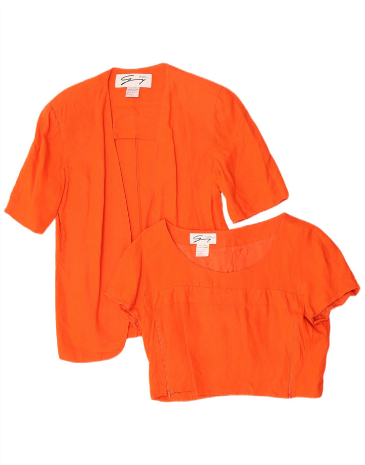 Genny Womens 2-delt sæt US 10 Large Orange Linen