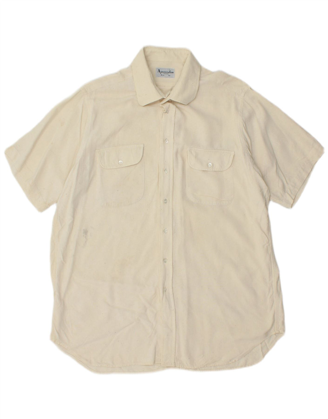 AQUASCUTUM Kortærmet Herreskjorte Størrelse 16 41 Large Off White
