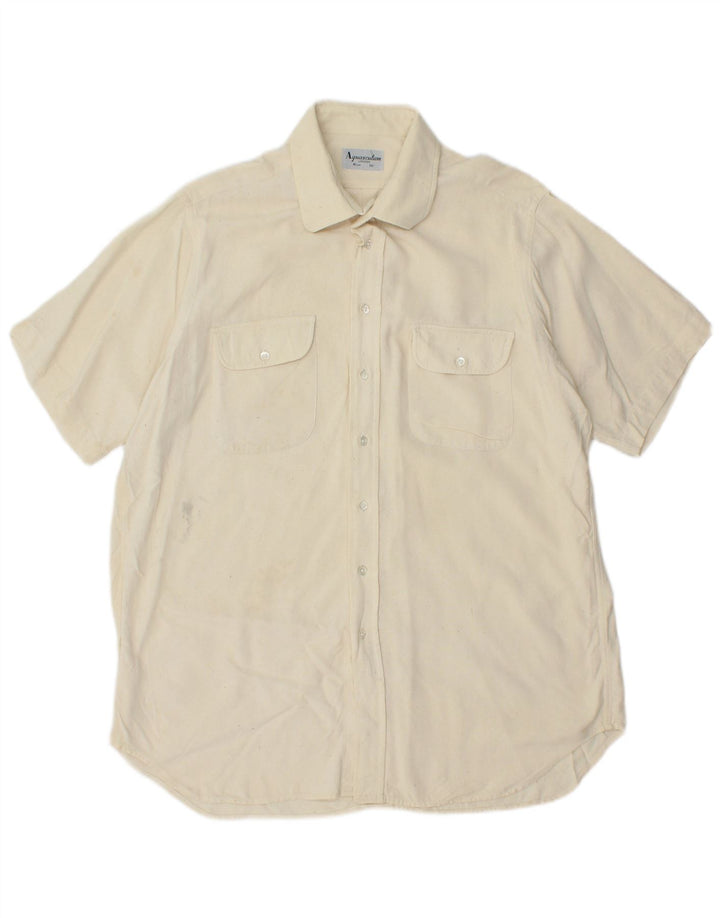 AQUASCUTUM Kortærmet Herreskjorte Størrelse 16 41 Large Off White
