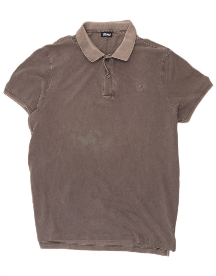 Blauer Herre Regular Fit Polo Shirt 2XL Grå Bomuld