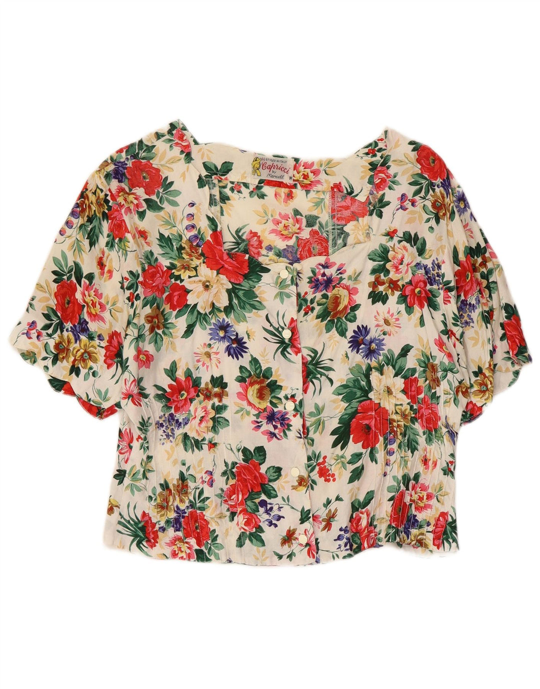 CAPRICCI BY MARCELL Dame Crop Shirt Bluse UK 14 Medium Flerfarvet
