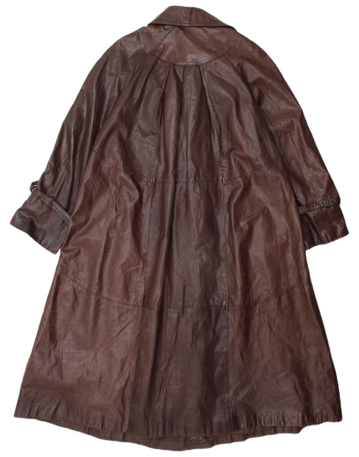 VINTAGE Læderfrakke til kvinder UK 14 Medium Brun