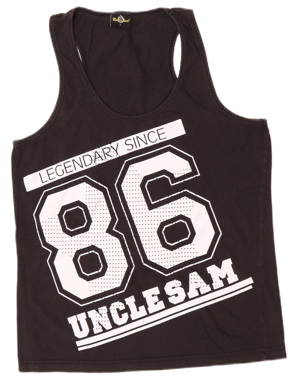 Uncle Sam Boys Grafisk Vest Top 15-16 år Stor Sort Bomuld