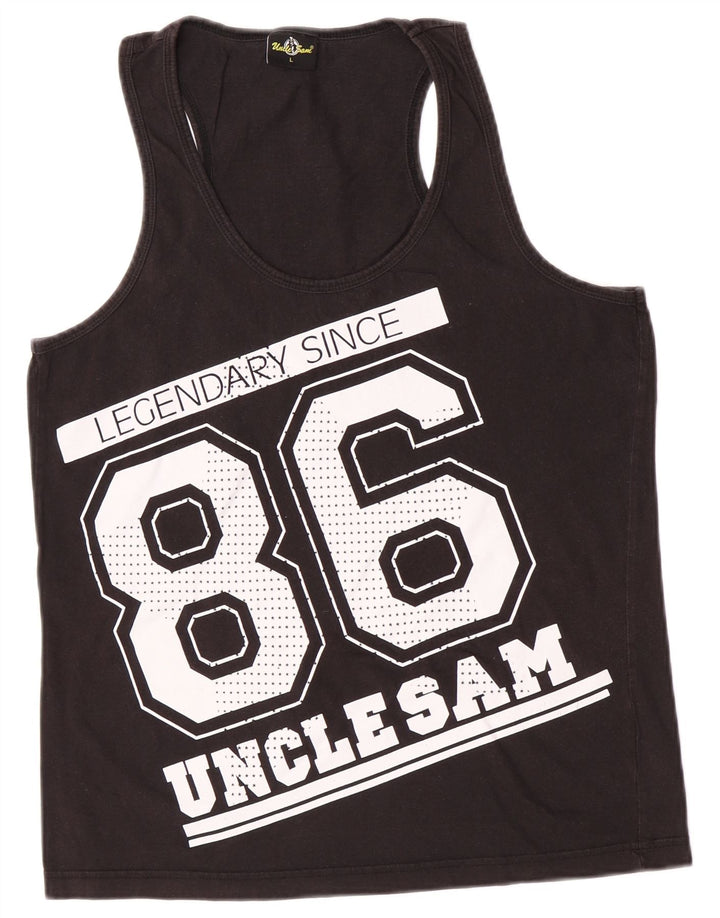 Uncle Sam Boys Grafisk Vest Top 15-16 år Stor Sort Bomuld