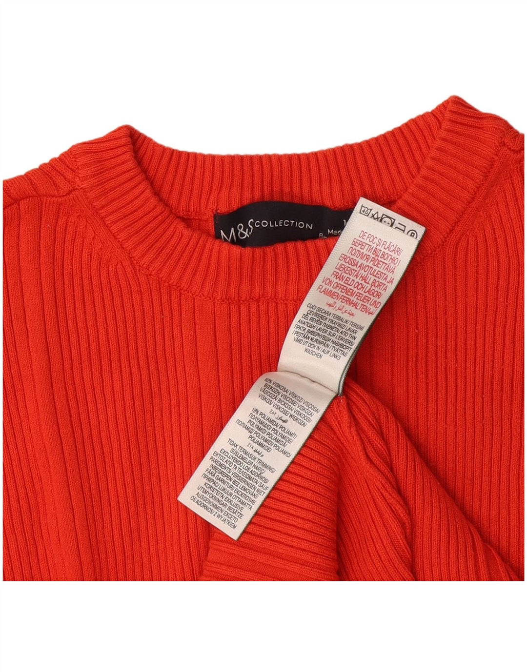 Marks & Spencer Dame Crop Crew Neck Jumper Sweater UK 14 Medium Red