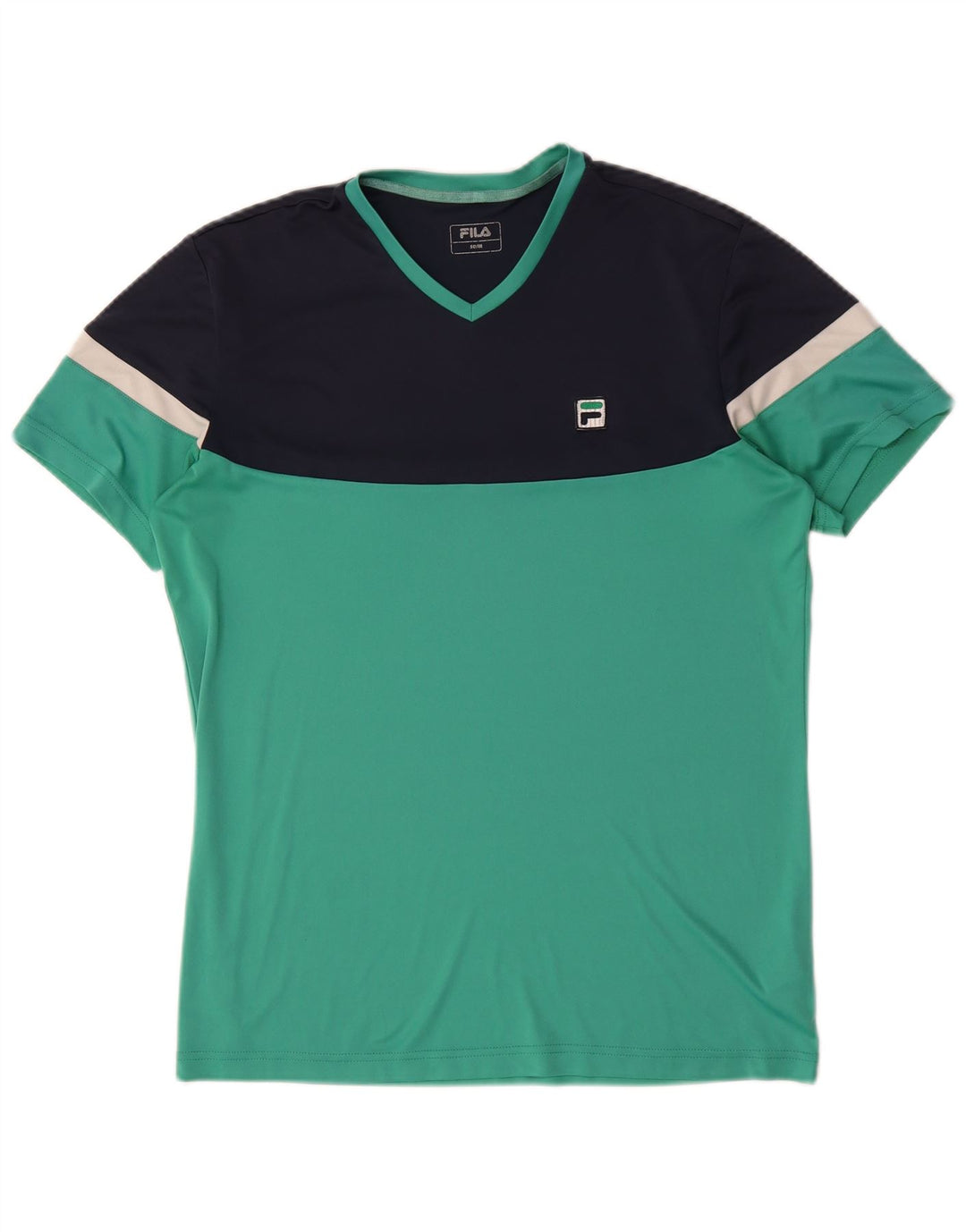 Fila Herre T-Shirt Top IT 50 Medium Turkis Colourblock Polyester