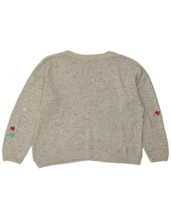 Marks & Spencer Womens Boat Neck Jumper Sweater UK 22 3XL Grey Floral