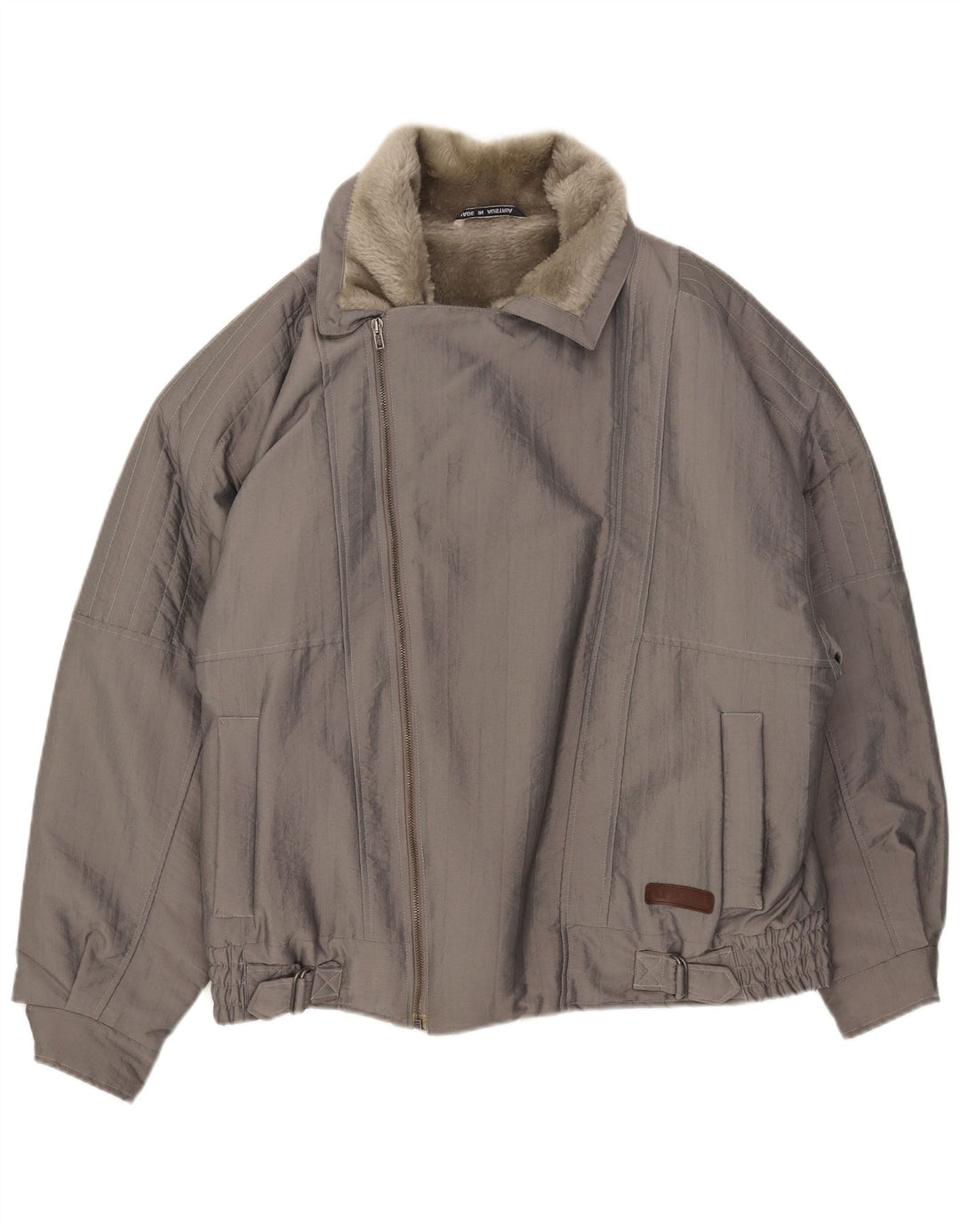 Vintage Herre Sherpa Bomber Jacket UK 40 Large Grå