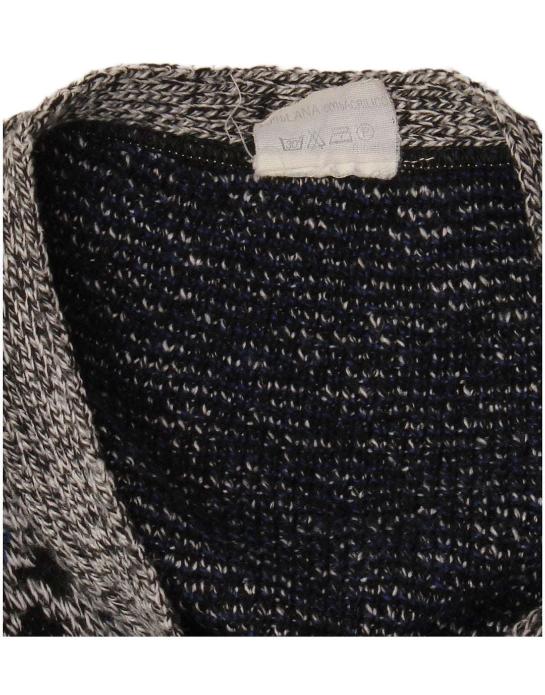 VINTAGE Herre cardigan sweater XL Grå geometrisk uld