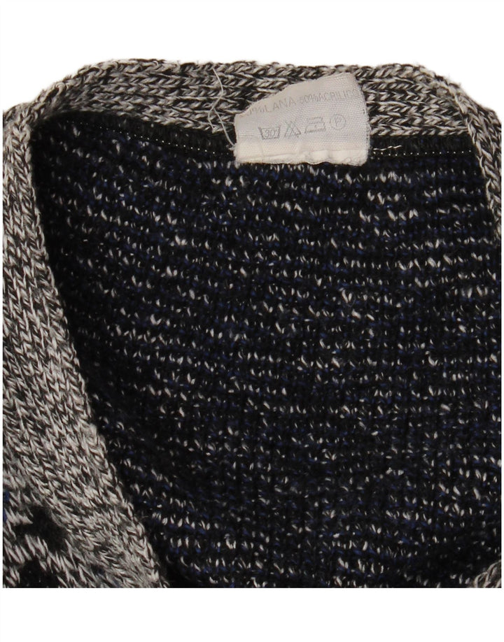 VINTAGE Herre cardigan sweater XL Grå geometrisk uld