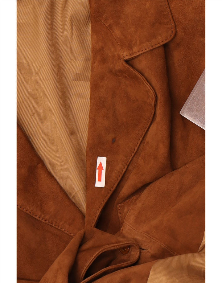 Vintage herre 3 knap ruskind blazerjakke IT 48 medium brunt læder