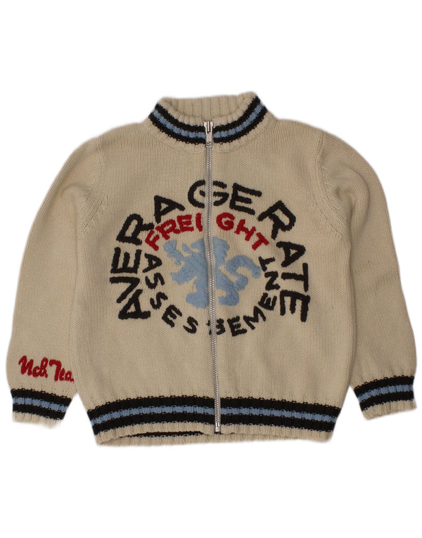 Benetton Boys Grafisk cardigantrøje 3-4 år Beige