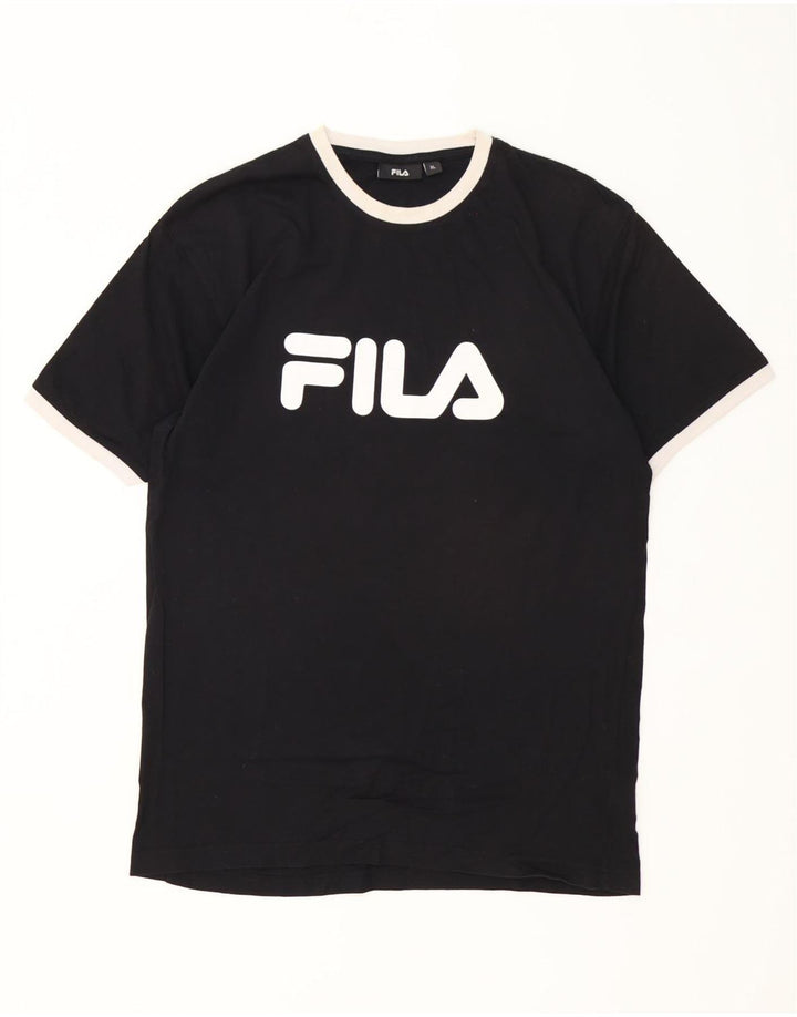 Fila Herre Grafisk T-Shirt Top XL Sort Bomuld