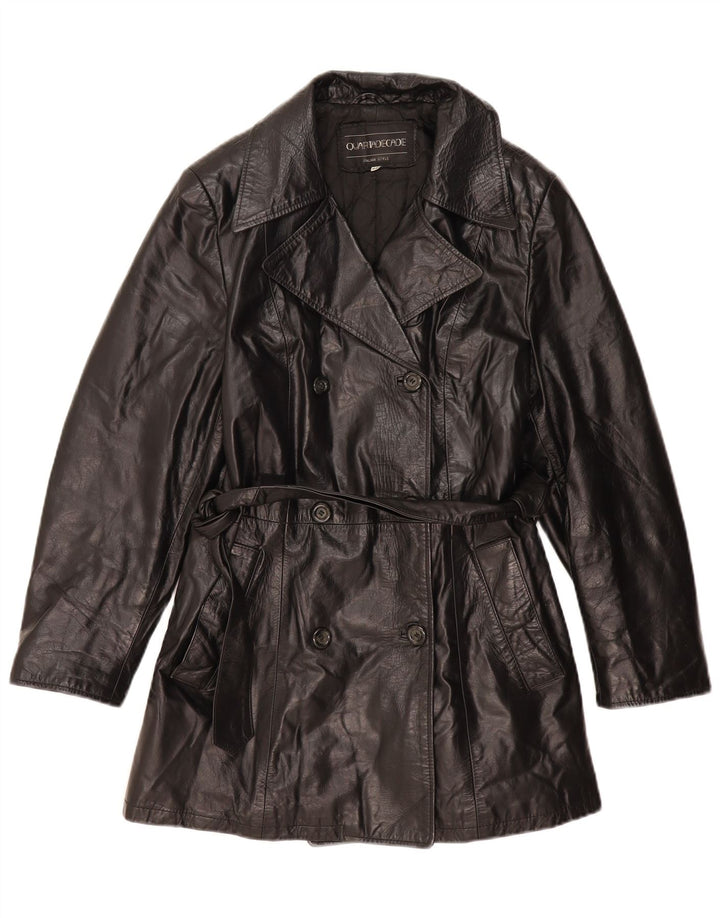 Vintage dobbeltradet læderfrakke til kvinder IT 44 Medium Sort