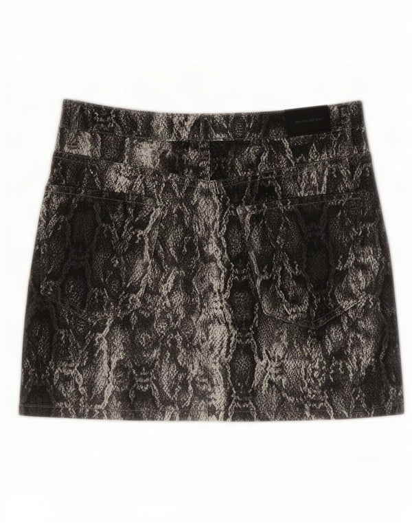Zara Dame Mini-nederdel Stor W32 sort dyreprint