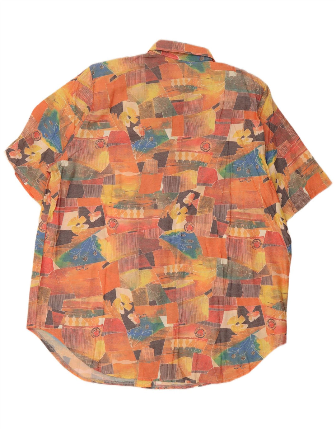 Vintage kvinders abstrakt mønster kortærmet skjorte UK 20 2XL Flerfarvet